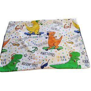 Your Zone Kids Pillow Sham T Rex Dinosaurs Skateboard Rock N Roll